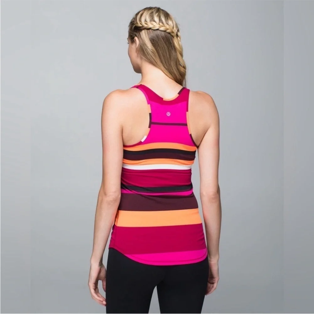 Lululemon Refresh Racer Tank Top Luon Light Blossom Stripe Bumble Berry Ghost